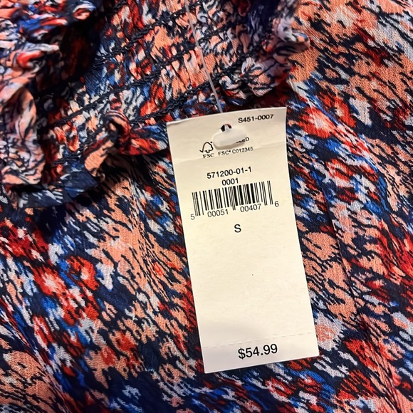 Banana Republic Blue Pink Ruffled Sleeveless Blouse - Picture 3 of 13